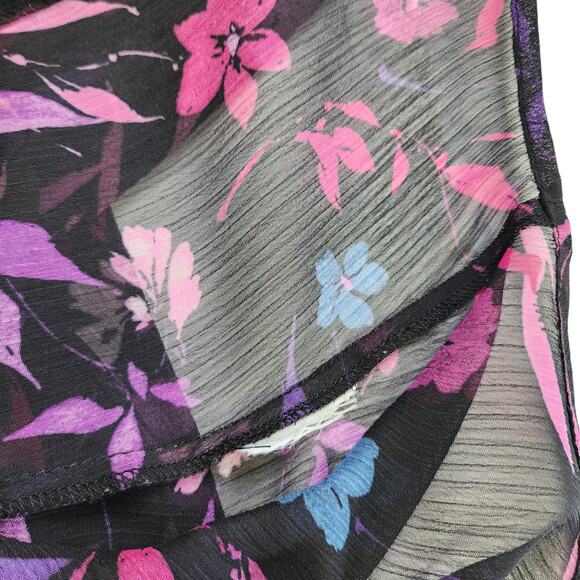 Kut From The Kloth Womens Button Up Blouse Size XL Sheer Dark Romantic Flowy - Picture 8 of 10